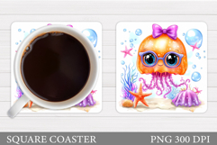 Cute Jellyfish Coaster Design. Cute Jellyfish Sublimation Product Image 1