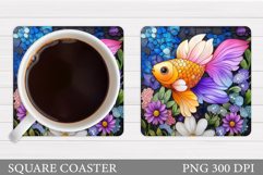 Cute Fish Coaster Sublimation. Fish Square Coaster Design Product Image 1