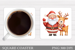 Cute Santa Coaster Sublimation. Christmas Coaster Design Product Image 1