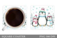 Christmas Penguin Coaster. Cute Penguin Sublimation Product Image 1
