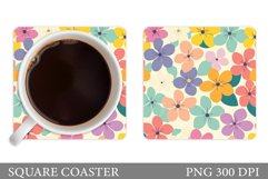 Flowers Coaster Sublimation. Floral Coaster Design Product Image 1