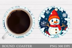 Cute Snowman Coaster. Christmas Coaster Sublimation Product Image 1