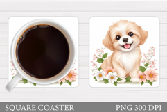 Cute Dog Coaster Sublimation. Cute Dog Sublimation Product Image 1