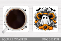 Cute Ghost Coaster Design. Cute Halloween Sublimation Product Image 1