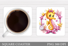 Cute Seahorse Coaster Design. Seahorse Sublimation Product Image 1