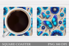 Butterflies Coaster Sublimation. Butterfly Coaster Design Product Image 1