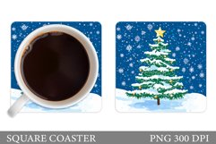Christmas Tree Coaster Sublimation. Christmas Coaster Design Product Image 1