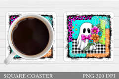 Cute Ghost Coaster Sublimation. Halloween Coaster Design Product Image 1