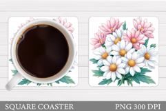 Daisy Coaster Design. Floral Coaster Sublimation Product Image 1