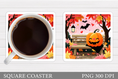 Cute Pumpkin Coaster. Cute Halloween Coaster Sublimation Product Image 1