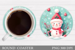 Cute Snowman Coaster. Christmas Coaster Sublimation Product Image 1