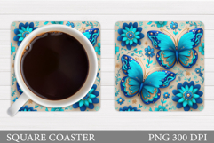 Butterflies Coaster Sublimation. Butterfly Coaster Design Product Image 1