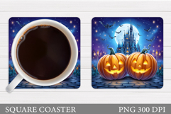Scary Pumpkin Coaster. Halloween Coaster Sublimation Product Image 1