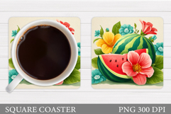 Watermelon Coaster Design. Watermelon Square Coaster Product Image 1