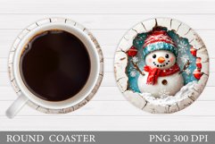 Cute Snowman Coaster Design. Christmas Coaster Sublimation Product Image 1