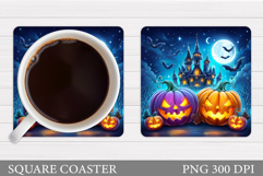 Halloween Coaster Sublimation. Scary Pumpkin Coaster Design Product Image 1