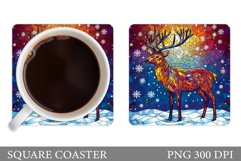 Reindeer Coaster Design. Christmas Coaster Sublimation Product Image 1