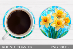 Daffodils Coaster Design. Flowers Coaster Sublimation Product Image 1