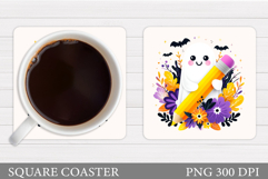Halloween Ghost Teacher Coaster. Cute Ghost Coaster Design Product Image 1