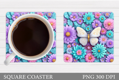 Butterflies Coaster Sublimation. Butterfly Coaster Design Product Image 1