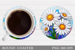 Daisy Flowers Coaster Design. Flowers Sublimation Product Image 1