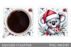 Christmas Koala Coaster. Christmas Coaster Sublimation Product Image 1