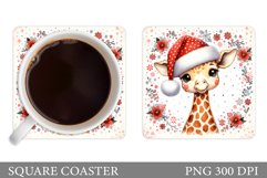 Christmas Giraffe Coaster. Christmas Coaster Sublimation Product Image 1