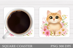 Cute Cat Coaster Design. Cute Cat Sublimation Product Image 1