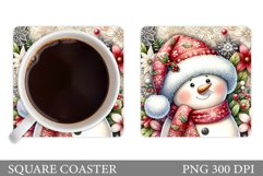 Cute Snowman Coaster Design. Christmas Coaster Sublimation Product Image 1
