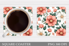 Floral Coaster Design. Flowers Coaster Sublimation Product Image 1