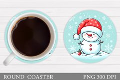 Cute Snowman Coaster Design. Christmas Coaster Sublimation Product Image 1