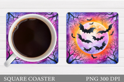 Bat Silhouette Square Coaster. Halloween Bat Coaster Design Product Image 1