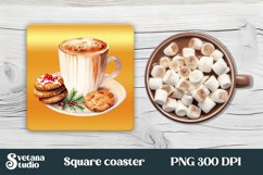 Hot coffee square coaster sublimation design