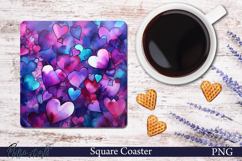 Love Square Coaster | Purple Hearts Product Image 1