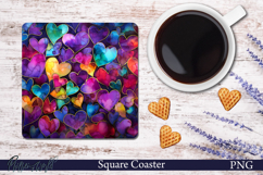 Love Square Coaster | Colorful Hearts Product Image 1
