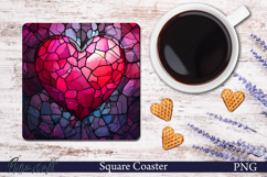 Stained Glass Heart Square Coaster | Pink Love Product Image 1