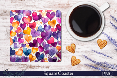 Love Square Coaster | Purple Hearts Product Image 1