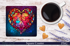 Stained Glass Heart Square Coaster | Red Love Product Image 1