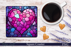 Stained Glass Heart Square Coaster | Love Product Image 1
