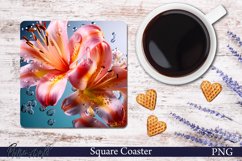 Floral Square Coaster | Flowers | Pink Flower PNG Product Image 1