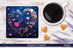 Sparkling Heart Square Coaster | Love is in the air Product Image 1