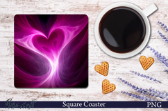 Pink Heart Square Coaster | Light Product Image 1