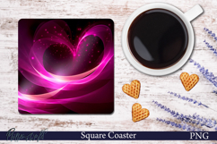 Pink Heart Square Coaster | Electric Light Product Image 1