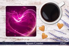 Pink Heart Square Coaster | Electric Light PNG Product Image 1