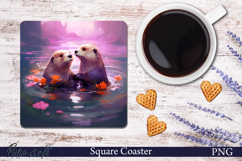Sparkling Heart Square Coaster | Love and otters Product Image 1