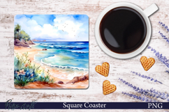 Square Coaster | Seaside Serenity Ocean Wave Product Image 1