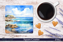 Square Coaster | Sunny Shoreline Splash Product Image 1