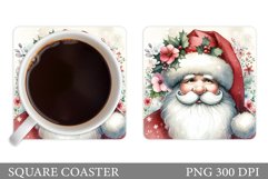 Cute Santa Coaster Sublimation. Santa Claus Coaster Design Product Image 1