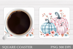 Pumpkin Coaster Design. Flowers Coaster Sublimation Product Image 1
