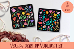 Flowers tile Coaster Design, Summer Coaster Product Image 1
